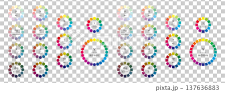 Two-shape 12-tone color wheel with tone map and text 137636883