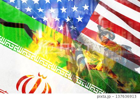 Tensions rise between Iran and USA amidst ongoing conflict and military presence 137636913