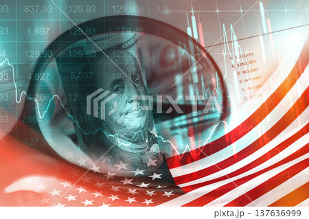 Conflict between Iran and USA with economic impact on currency and trade in current events 137636999