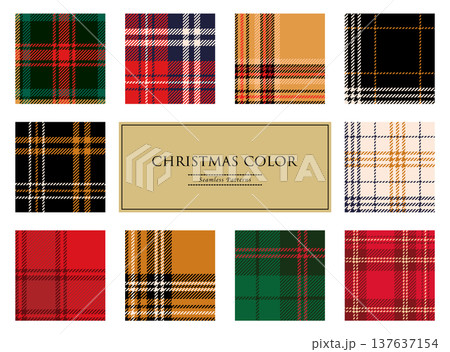 クリスマスカラーのシームレスなツイードチェックパターン クリスマスカラーのシームレスなツイードチェックパターン 137637154