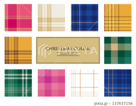 クリスマスカラーのシームレスなツイードチェックパターン 137637156