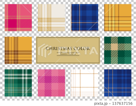 クリスマスカラーのシームレスなツイードチェックパターン 137637156