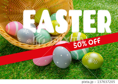 Celebrate Easter with a basket of colorful eggs and special discounts for everyone Celebrate Easter with a basket of colorful eggs and special discounts for everyone 137637205