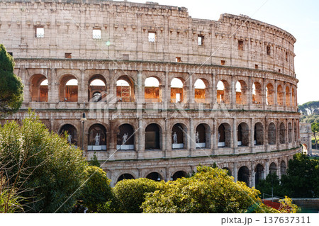 View of ancient structure in Italy during sunny afternoon near city center View of ancient structure in Italy during sunny afternoon near city center 137637311