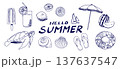 手書きの夏モチーフイラストセット 137637547