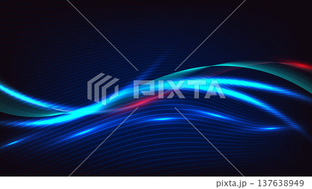 Abstract blue neon wave background with glowing light streaks and flowing energy lines on dark backdrop, futuristic technology and digital connectivity Abstract blue neon wave background with glowing light streaks and flowing energy lines on dark backdrop, futuristic technology and digital connectivity 137638949