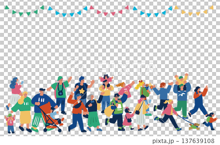 マルシェイベント風景 人々で賑わう屋外マーケットのバナー 137639108