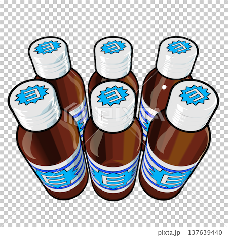準藥物插圖資料：六種能量飲料（1_7）彩色線描圖 137639440