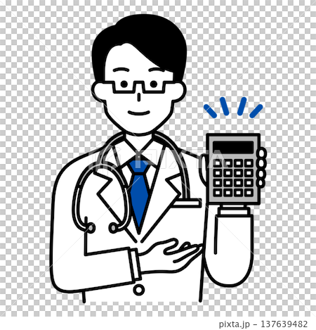 Male doctor showing amount on calculator 137639482