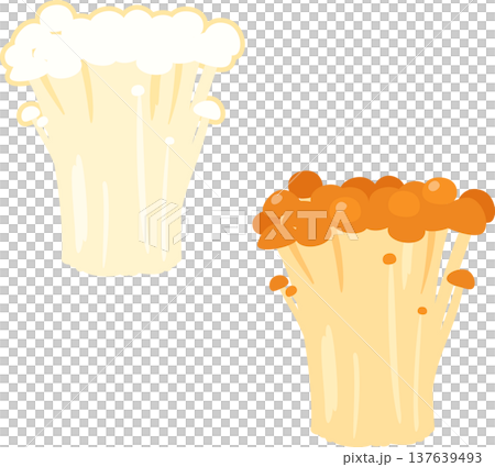 White enoki mushrooms and brown enoki mushrooms 137639493