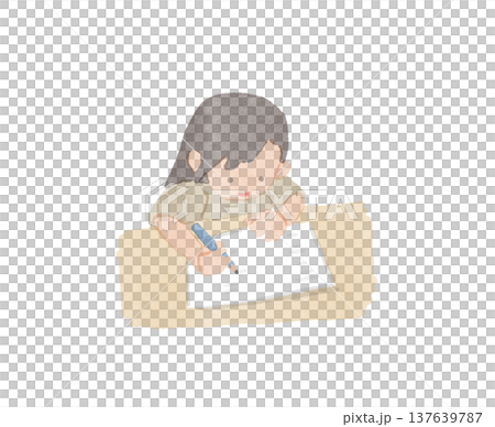 圖解：一個女孩在筆記本上寫字 137639787