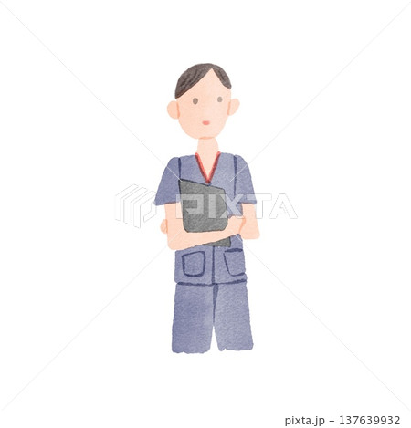カルテを持つ看護師の男性 137639932