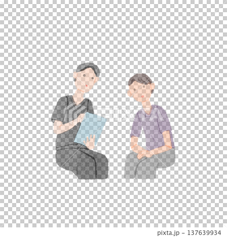 Illustration of a man receiving a medical examination. 137639934