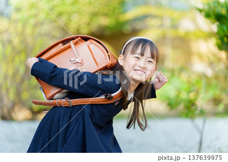 ランドセルを背負う小学生の女の子 137639975