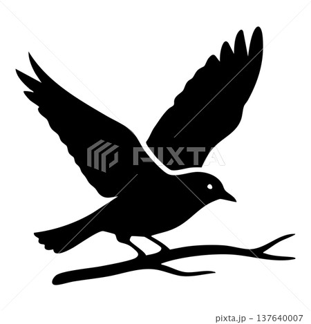 black silhouette of bird on white background 137640007