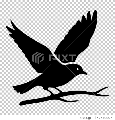 black silhouette of bird on white background 137640007