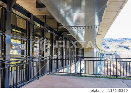 美しい曲線を描く橋梁の構造美 そらさんぽ天龍峡の建築風景 美しい曲線を描く橋梁の構造美 そらさんぽ天龍峡の建築風景 137640339