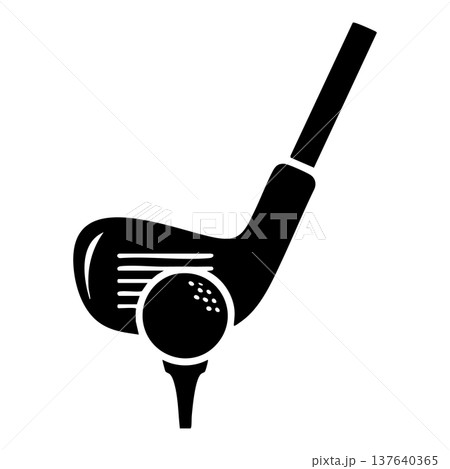 golf ball and golf ball icon, simple style 137640365