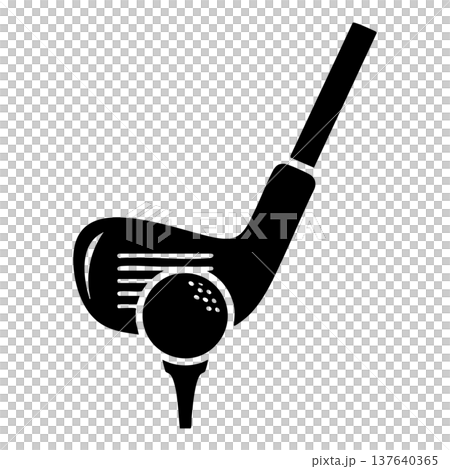 golf ball and golf ball icon, simple style 137640365