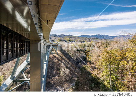 春の陽光が差し込む「そらさんぽ天龍峡」 爽やかなウォーキングコース 137640403