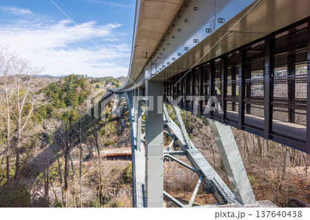 春の陽光が差し込む「そらさんぽ天龍峡」 爽やかなウォーキングコース 137640438