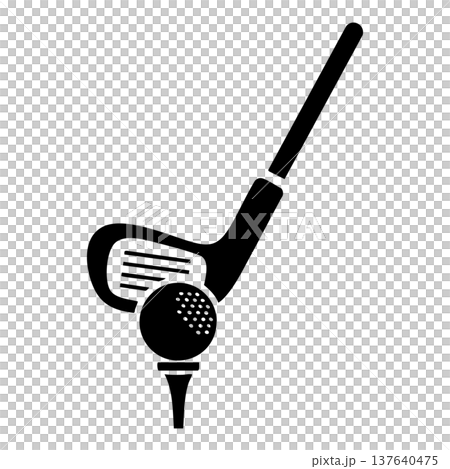 golf ball and golf ball icon, simple style 137640475