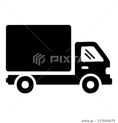 truck with truck icon, simple style 137640679