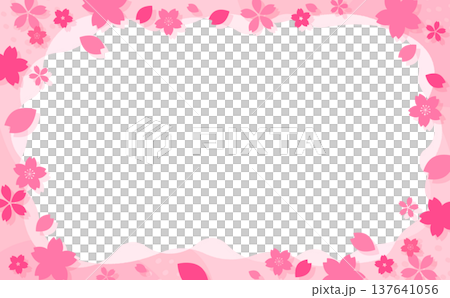 ピンクのポップな桜フレーム3_横 137641056