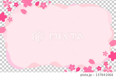 ピンクのポップな桜フレーム7_横 137641068