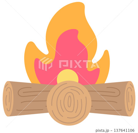 Vibrant Bonfire with Burning Wood Logs for Summer Camping and Outdoor Adventure Vibrant Bonfire with Burning Wood Logs for Summer Camping and Outdoor Adventure 137641106