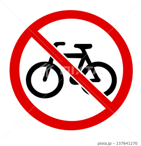 自転車禁止マーク 赤アイコン 自転車禁止マーク 赤アイコン 137641270