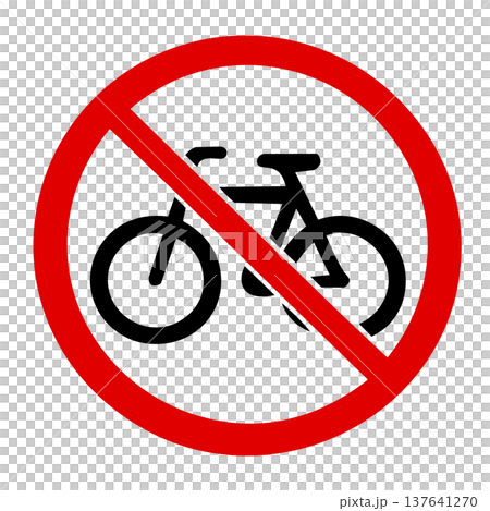 自転車禁止マーク 赤アイコン 自転車禁止マーク 赤アイコン 137641270