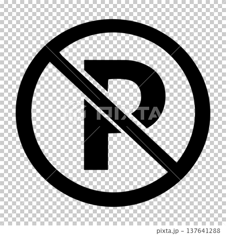 駐車禁止マーク 黒アイコン 137641288