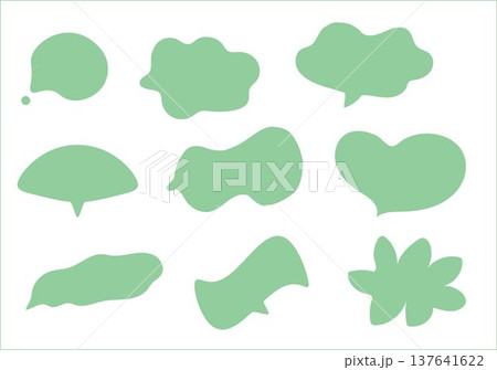 吹き出しセット・手書き風（グリーン） 137641622