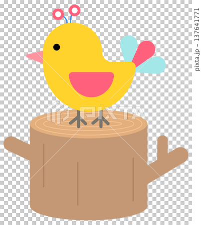Cute Colorful Bird on Wood Stump Vibrant Forest Nature and Camping Adventure Cute Colorful Bird on Wood Stump Vibrant Forest Nature and Camping Adventure 137641771