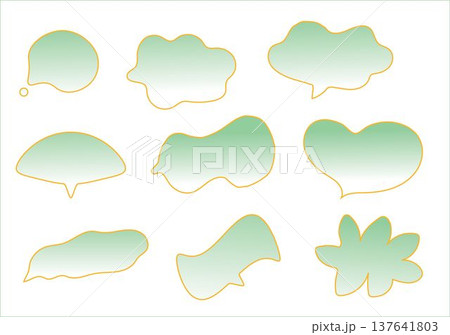 吹き出しセット・手描き風・グラデーション（グリーン） 137641803
