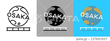 編集可能な大阪名物のテーマパークアイコン 137641857