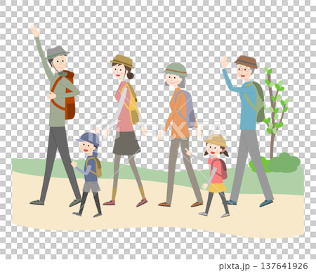 ハイキングをしている三世代家族 ハイキングをしている三世代家族 137641926