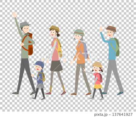 Three-generation family hiking Three-generation family hiking 137641927