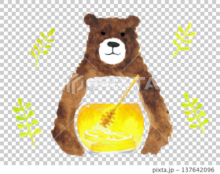 Cute bear and honey jar | Bear, honey, animal character 137642096