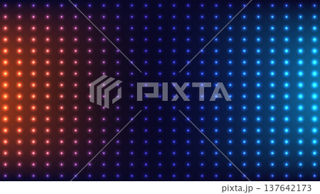 Abstract glowing led light grid background with vibrant blue purple and orange neon gradient for modern technology and digital data connection 137642173