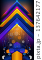 Futuristic abstract background with glowing neon arrows and blue orange hexagons, high tech digital circuit patterns and vibrant light effects for modern corporate technology 137642177