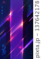 Futuristic abstract background with neon pink and blue geometric shapes and glowing light streaks on dark purple for sci fi technology and digital cyberpunk 137642178