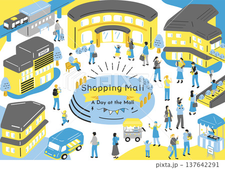 ショッピングモールで楽しむ人たち 137642291