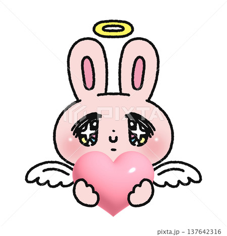 ゆめかわうさぎちゃん♡天使ハート ハートを持ったゆめかわ天使なウサギのイラスト素材 [137642316] - PIXTA