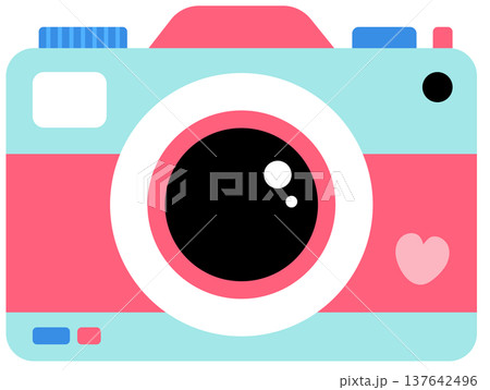 Modern Digital Camera for Photography Travel Adventure and Memories Capture Colorful Gadget 137642496