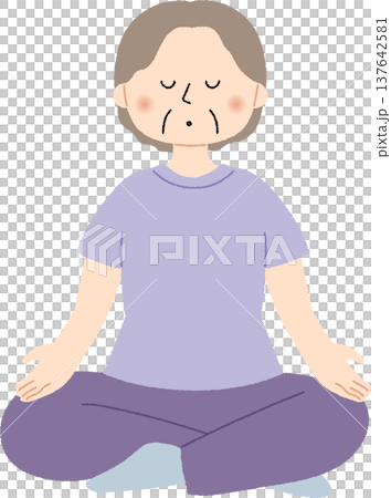 Senior woman meditating in yoga pose Senior woman meditating in yoga pose 137642581