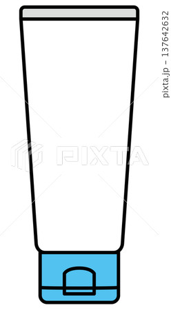 シンプルタッチのチューブ型容器のイラスト（青と白） 137642632