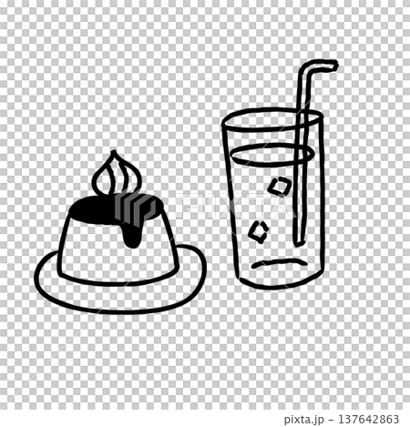 手繪咖啡館甜點和飲品插圖 137642863