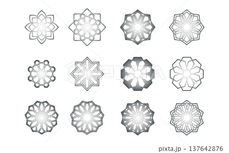 銀色風の幾何学系のワンポイント。マーク。 137642876
